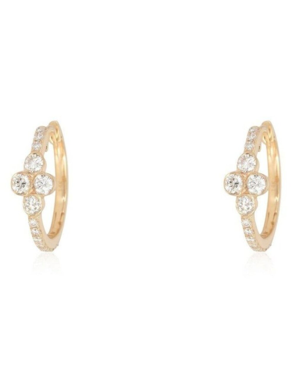 Round Cluster 14K (or 18k upon request) Yellow Gold Diamond Huggie Earrings